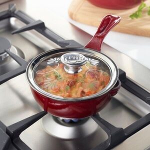 Red Glass Lid Saucepan princess house